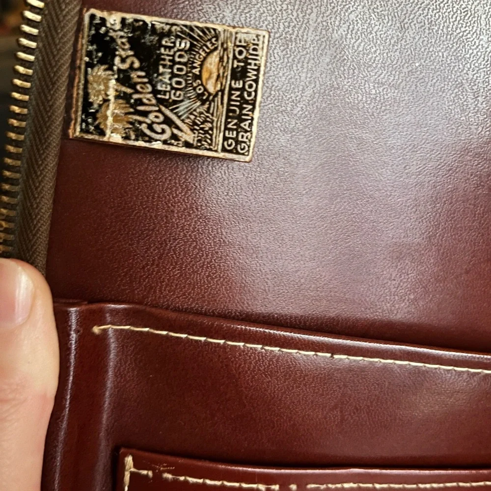 Brown Leather Briefcase with Top Handle